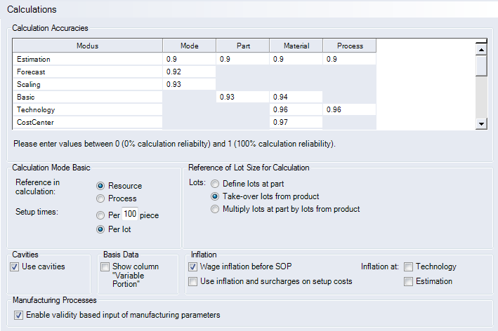 Calculations Interface