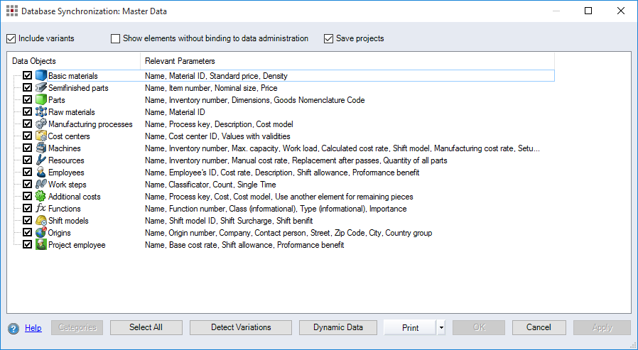 Database Synchronization Master Data, before Detecting Variations