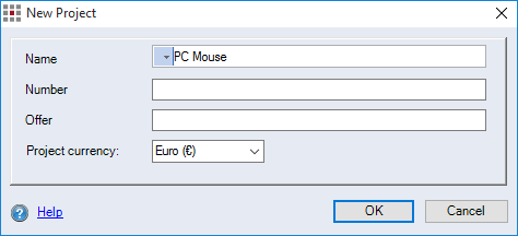 New Project dialog