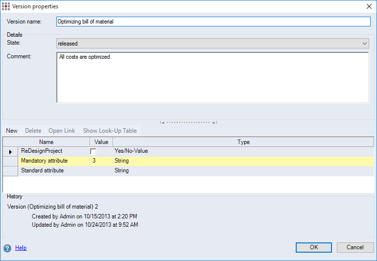 Version Properties Dialog