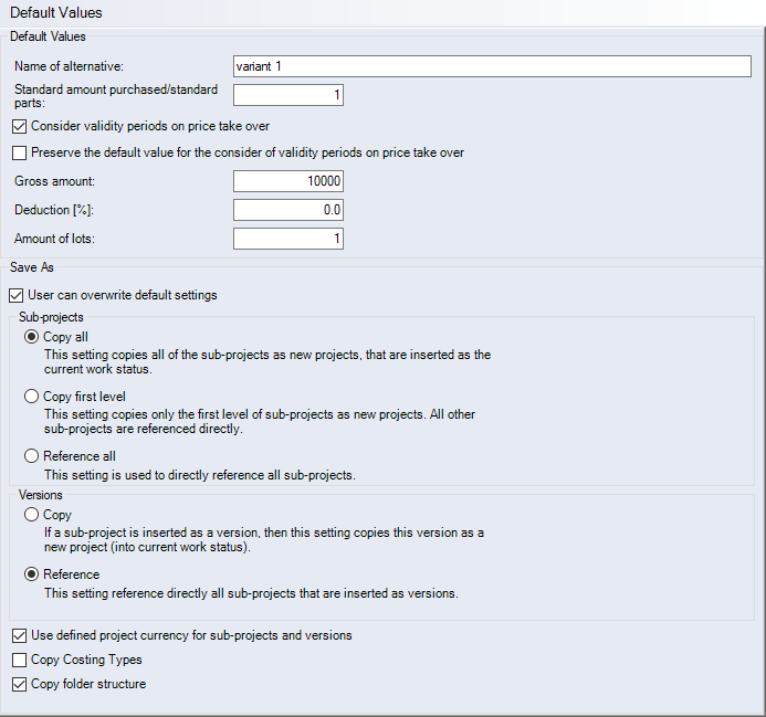 Default Values Interface