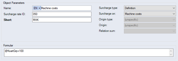 Data Administration, Basic data Surcharge rates