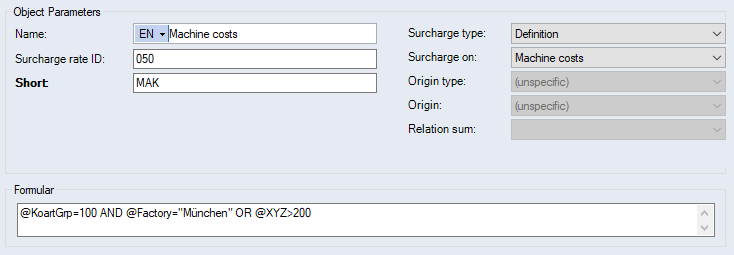 Data Administration, Basic data Surcharge rates