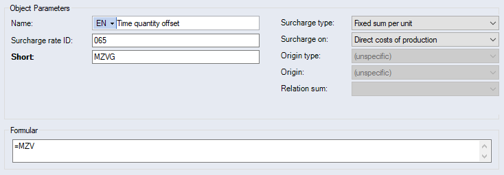 Data Administration, Basic data Surcharge rates