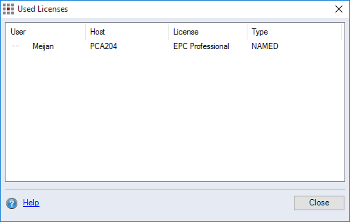 Used Licenses dialog