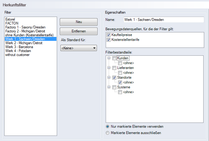 Origin Filter Interface