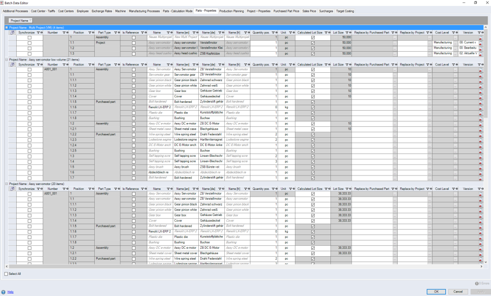 Batch Data Editor dialog