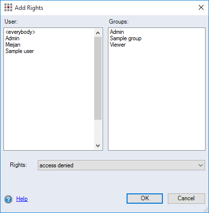 Add Rights dialog