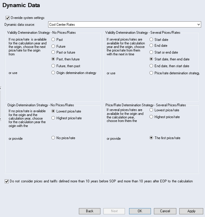 Dynamic Data Interface, Project Settings