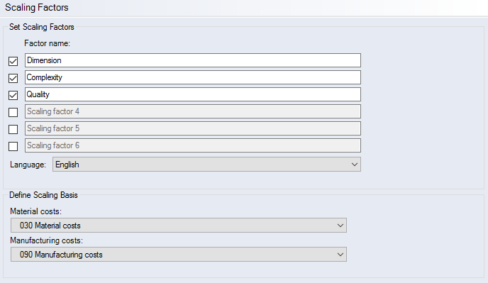 Scaling Factors Interface