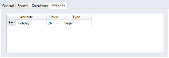 Data Administration, Attributes tab