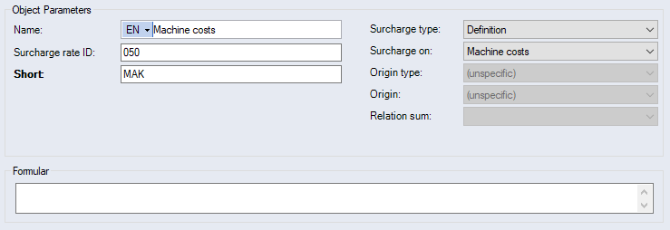 Data Administration, Basic data Surcharge rates