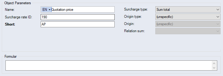 Data Administration, Basic data Surcharge rates