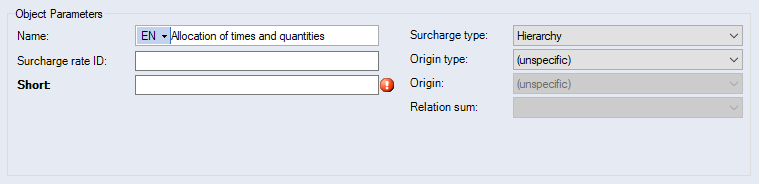 Data Administration, Basic data Surcharge rates