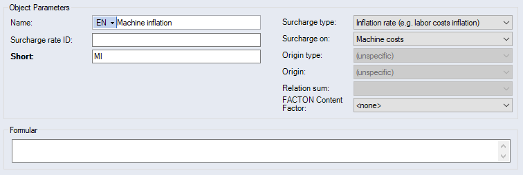 Data Administration, Basic data Surcharge rates