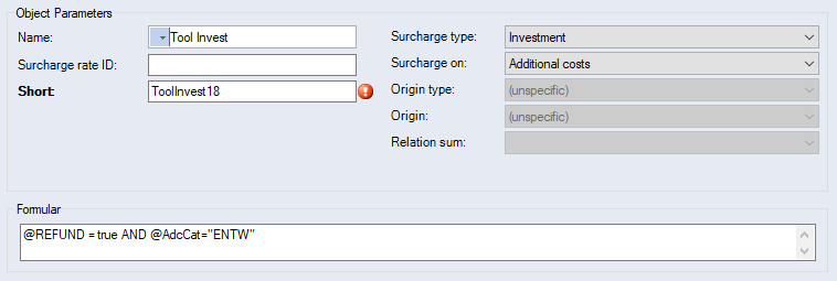 Data Administration, Basic data Surcharge rates