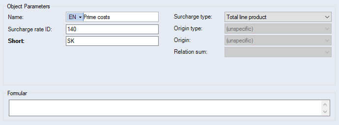 Data Administration, Basic data Surcharge rates