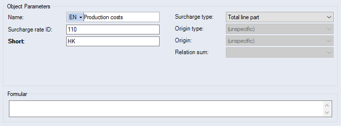 Data Administration, Basic data Surcharge rates