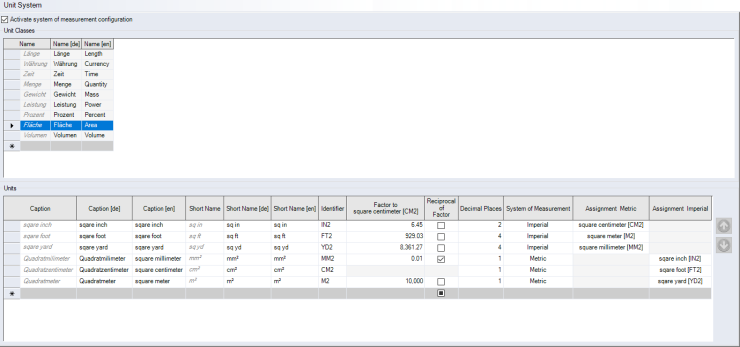 Unit System Interface