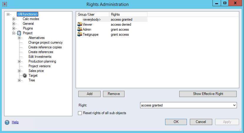 Rights Administration Dialog