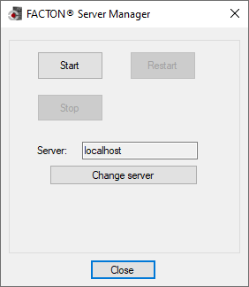 "FACTON® Server Manager" dialog