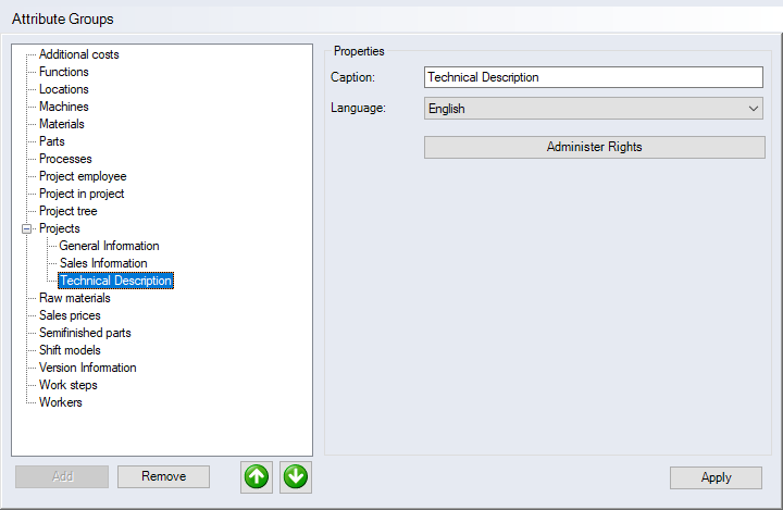 Attribute Groups interface