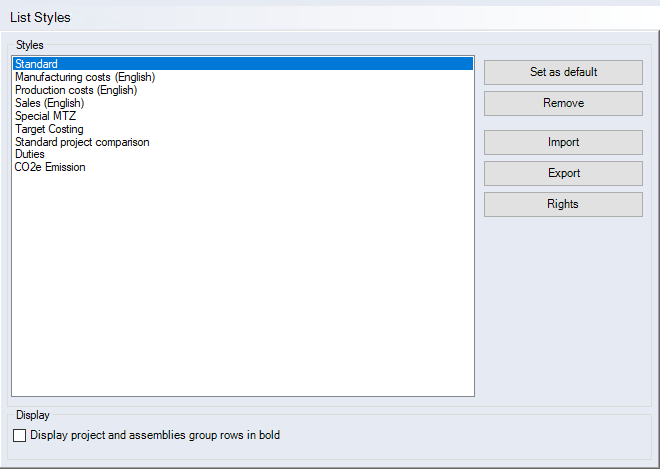 List Styles Interface