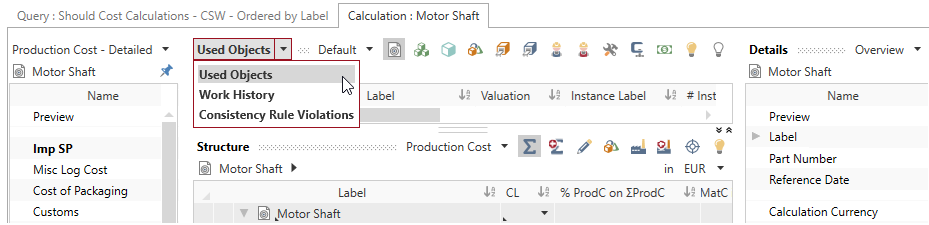 Selection. View Example Selection view